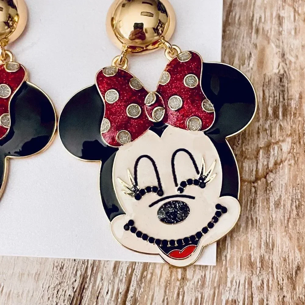 NWT Gorgeous BAUBLEBAR Disney Minnie mouse head/face drop long colorful earrings